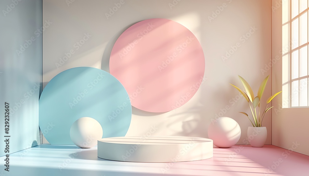 Fototapeta premium Blue and White Podium for Luxury Display