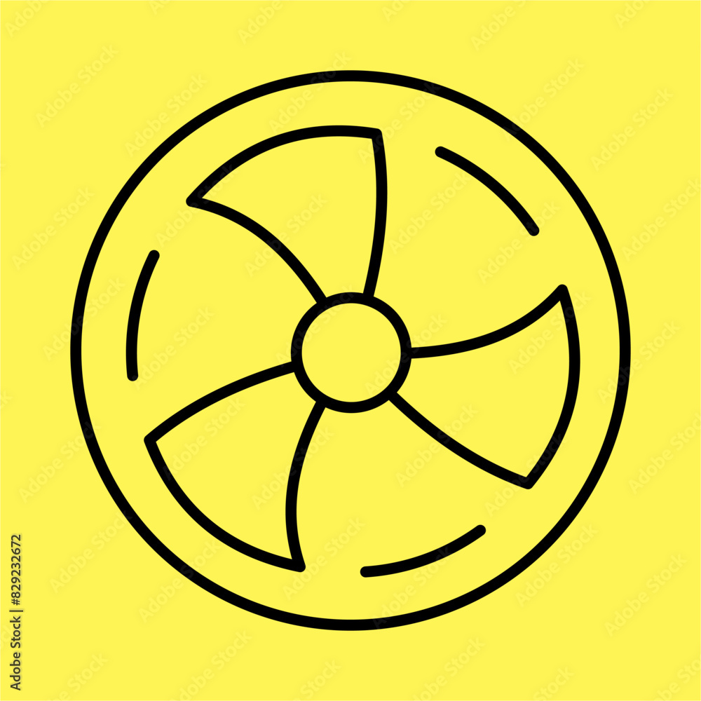 simple fan icon, line vector isolated on yellow background. trendy and modern design simple fan icon, line vector isolated on yellow background. trendy and modern design