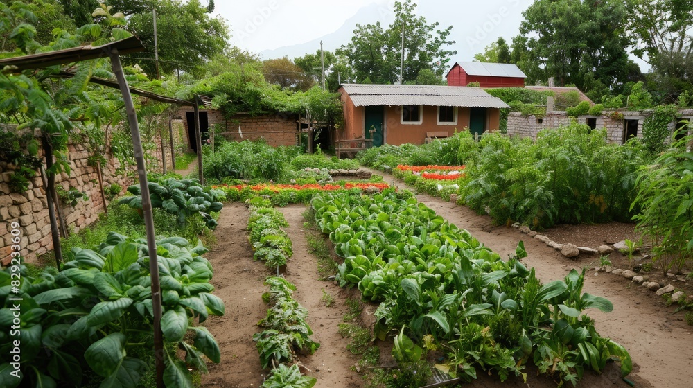A village s yard with an organized garden A village s yard with an organized garden