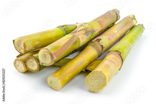 Fresh sugarcane on white background