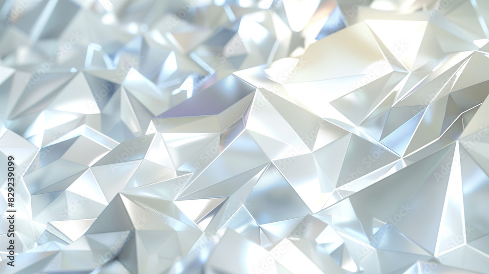 Fototapeta premium Pearl white triangles, pulsating with energy, are ideal for innovative designs.