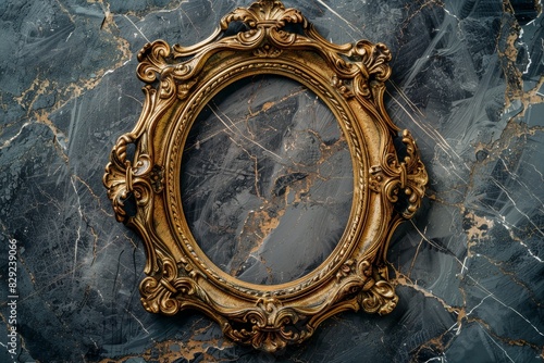 Gold frame against grunge wallpaper with clipping path