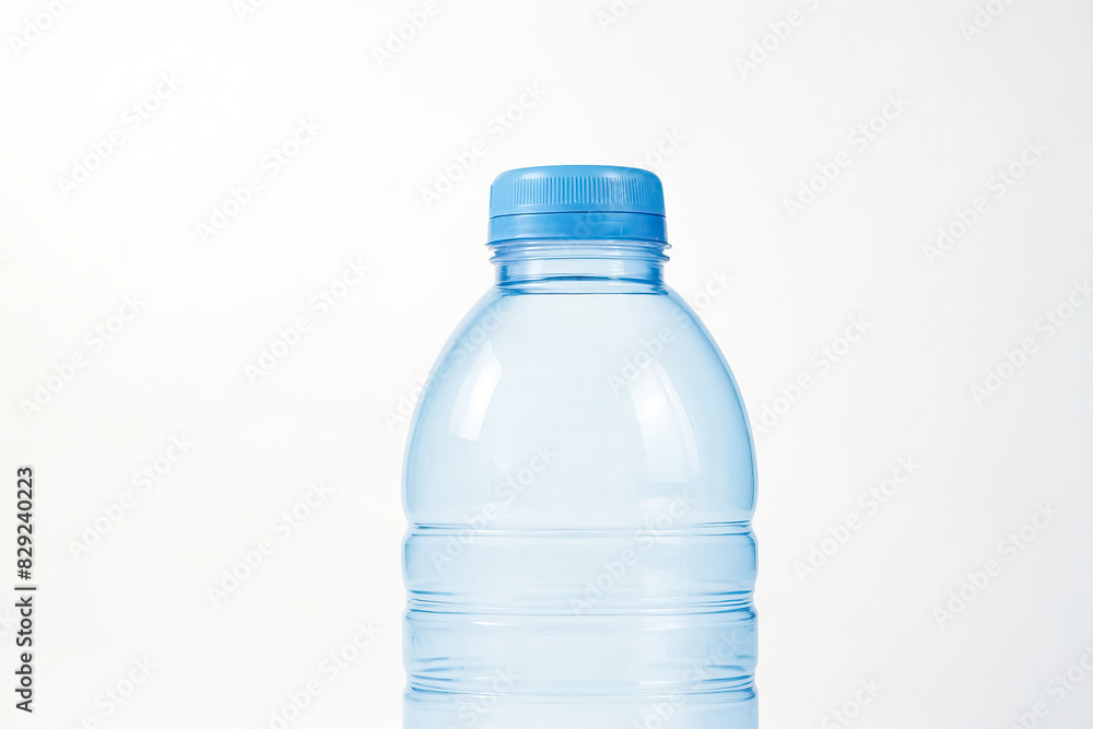 Plastic water bottle with blue cap Plastic water bottle with blue cap