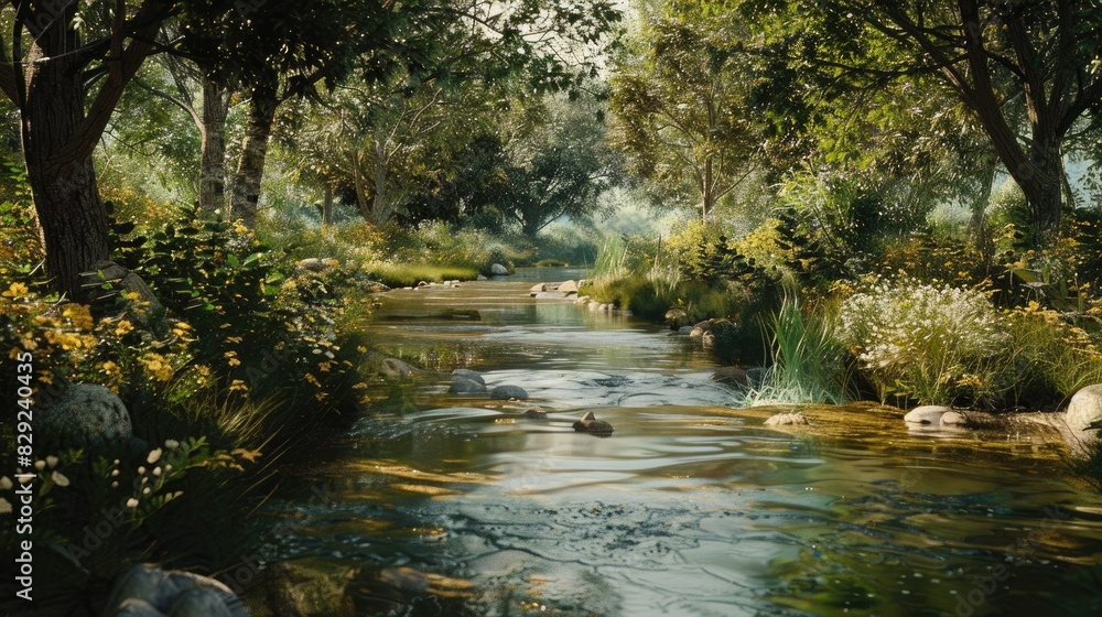 Wild river flowing through a summer scenery Wild river flowing through a summer scenery