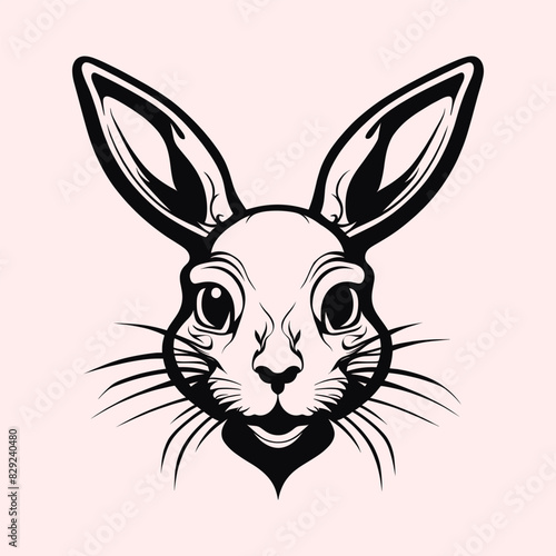 Cool black and white rabbit outline tattoo