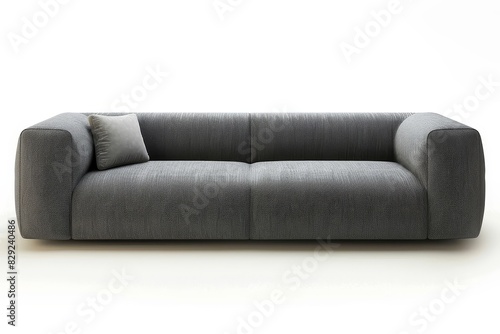 Gray modern sofa on white background frontal view studio shot photo