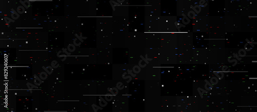 Glitch video tape background. Colored noise texture template. Glitched vhs tv pixels wallpaper. Image distortion backdrop effect. Lost signal concept. Vector pixelated illustration
