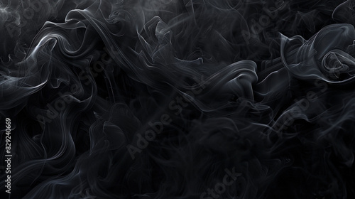 Black smoke forms elegant swirls, exuding mystery and sophistication. photo