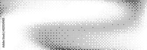 Bitmap grunge gradient texture. Black and white pixelated dither pattern wallpaper. Abstract glitchy 8 bit video game pattern background. Wide rasterized backdrop. Retro pixel art Illustration. Vector