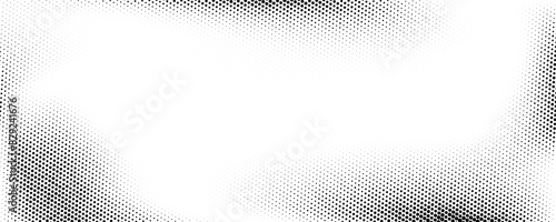 Grunge halftone gradient background. Faded grit noise texture. Black and white sandy wallpaper. Retro pixelated backdrop. Anime or manga style comic overlay. Vector graphic design textured template
