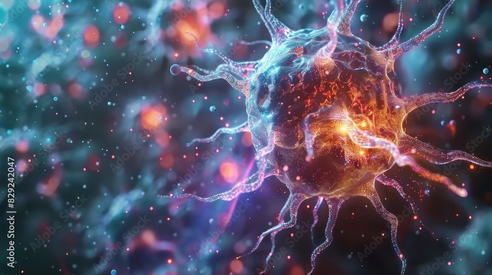 Close-up of a colorful, abstract microscopic view of a virus cell. Ideal for science, medicine, and research-related projects. Close-up of a colorful, abstract microscopic view of a virus cell. Ideal for science, medicine, and research-related projects.
