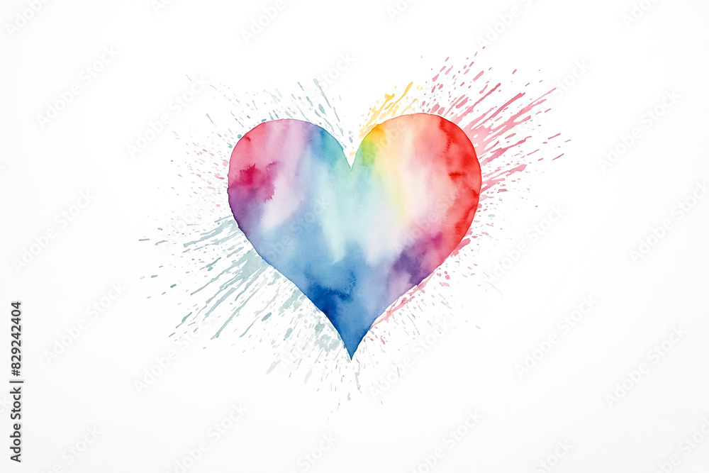 Watercolor Heart with Splatter Background Watercolor Heart with Splatter Background