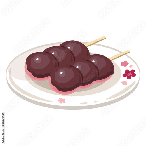 皿に盛られたこしあんの桜団子