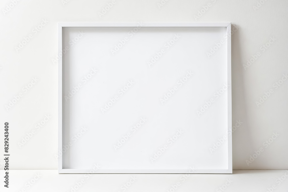 White Picture Frame Mockup on White Wall White Picture Frame Mockup on White Wall
