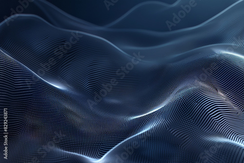 Refined particle wave background in platinum, adding sophistication with sapphire tones.