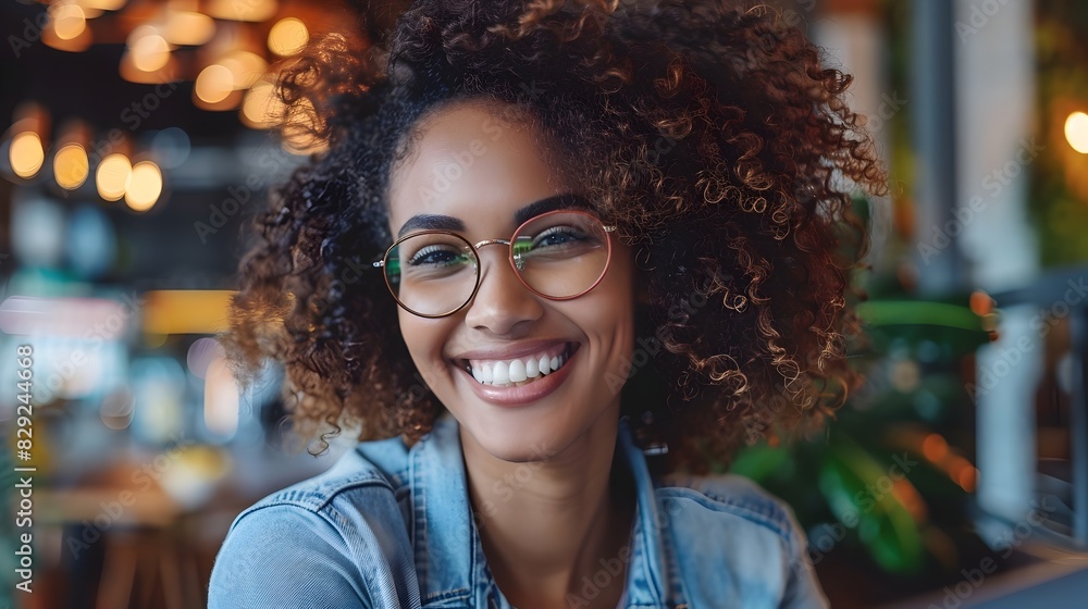 Cheerful Young Professional Woman Smiling in Office Workspace Cheerful Young Professional Woman Smiling in Office Workspace