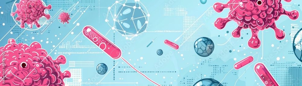 Virus and bacteria illustration highlighting medical science, pathogens, and microorganisms for healthcare and research purposes. Virus and bacteria illustration highlighting medical science, pathogens, and microorganisms for healthcare and research purposes.