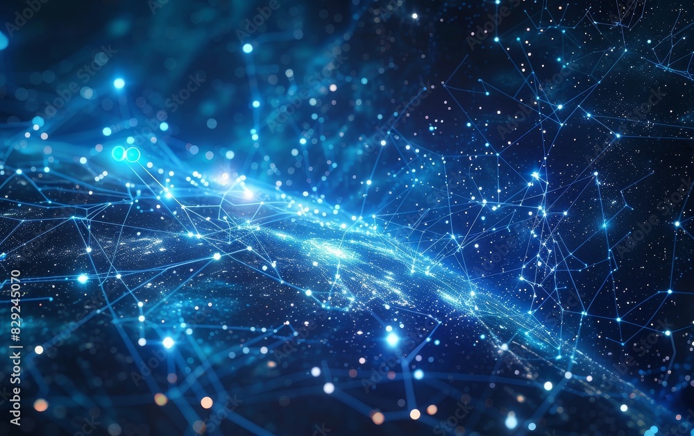A visual representation of a digital network with glowing blue nodes and lines, symbolizing data transmission, interconnectedness, and technology. A visual representation of a digital network with glowing blue nodes and lines, symbolizing data transmission, interconnectedness, and technology.