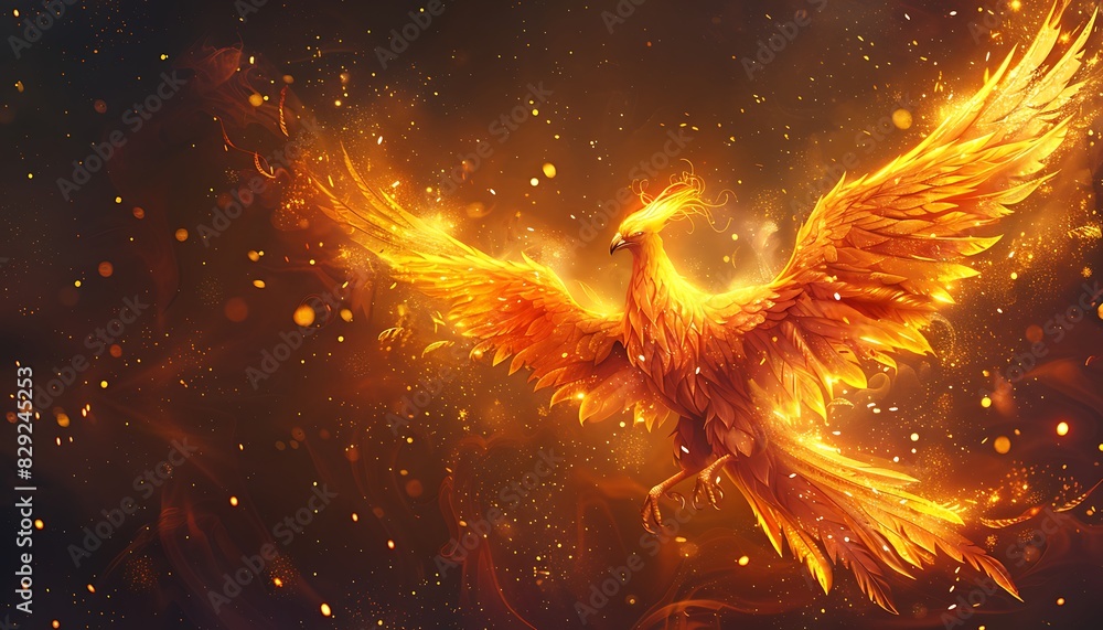 Naklejka premium Phoenix Bird of Fire Fantasy