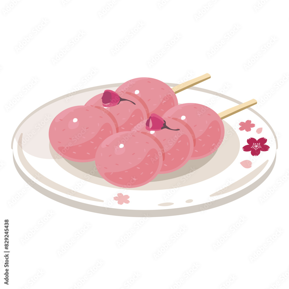 皿に盛られた桜団子 皿に盛られた桜団子
