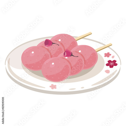 皿に盛られた桜団子