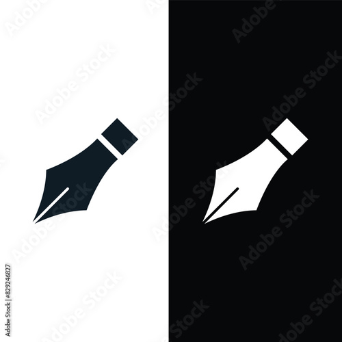 Fountain pen icon vector logo design template