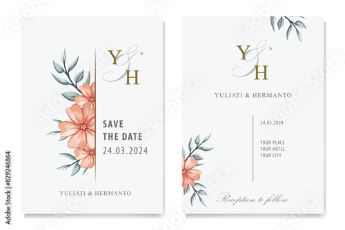 Decorative floral foliage ornamentation for wedding invitations infuses your stationery with natural elegance, evoking the romance and beauty of blooming gardens