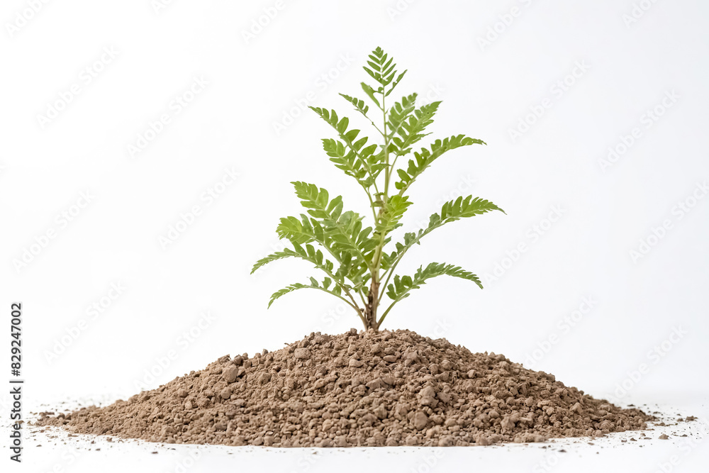 Small green plant growing out of a pile of soil Small green plant growing out of a pile of soil