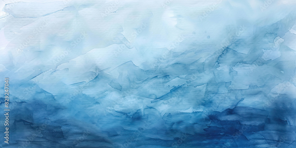 Fototapeta premium Oil paint strokes on wide canvas textured blue background decorating art painting illustration, generated ai
