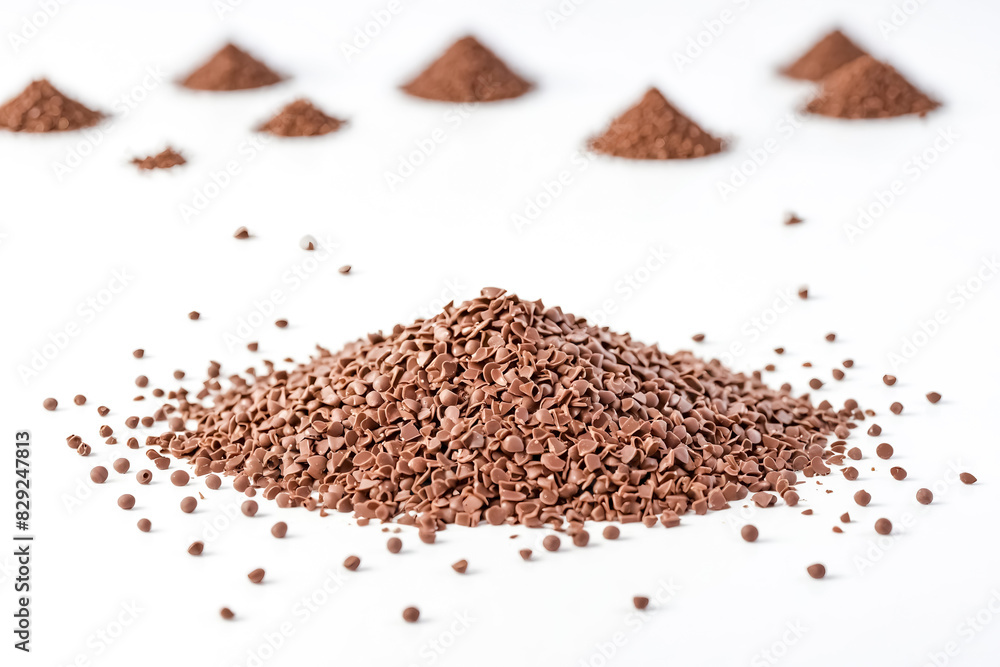 Chocolate Chips Scattered On White Background Chocolate Chips Scattered On White Background
