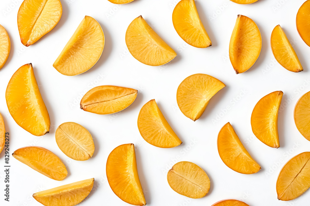 Sliced Yellow Fruit on White Background Sliced Yellow Fruit on White Background