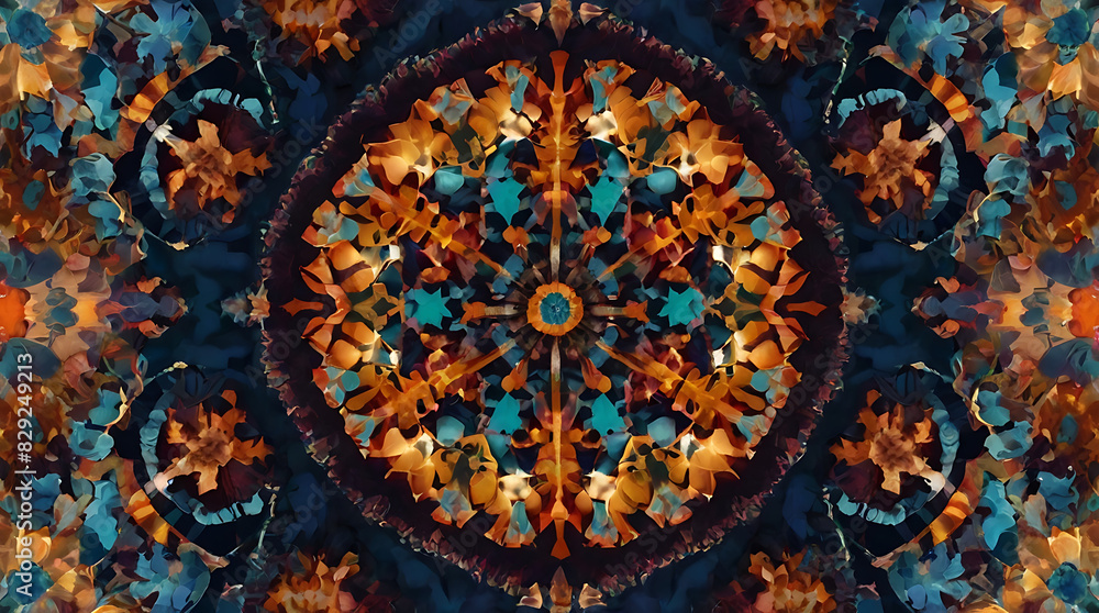 Fototapeta premium An abstract colorful kaleidoscopic design, Background and wallpaper style 