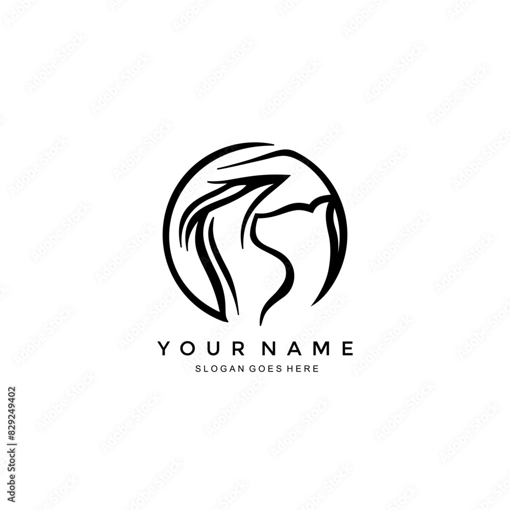 creative logo of dog and woman.symbol sign of woman's armpit and dog's head.unique combination of vector logo creative logo of dog and woman.symbol sign of woman's armpit and dog's head.unique combination of vector logo
