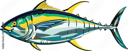 vector sketch of the Tuna fish in the water
