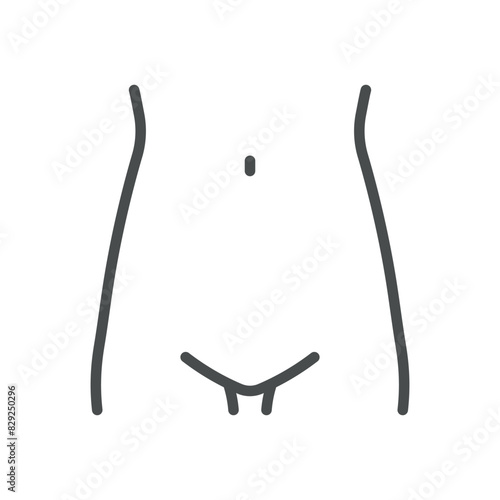 Female Abdominal Area Icon. Isolated Line Illustration of Human Female Abdominal Area, Representing Gynecology, Reproductive Health, and Anatomy. Perfect for Medical and Healthcare Applications.