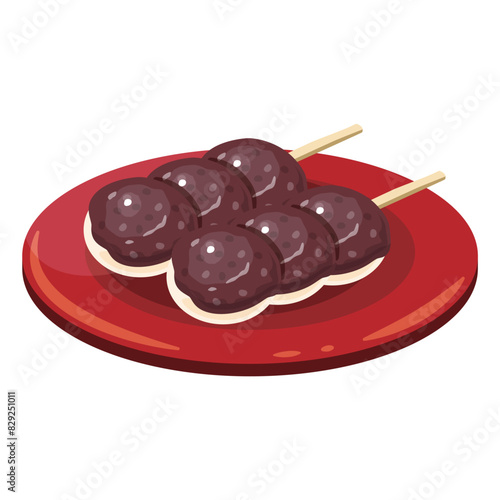 皿に盛られた粒あん団子