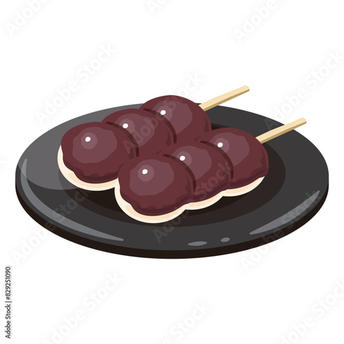 皿に盛られたこしあん団子