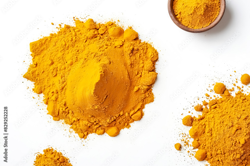 Turmeric Powder on White Background Turmeric Powder on White Background