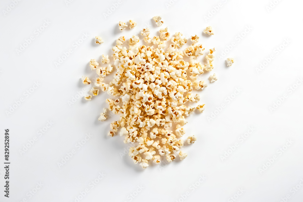 Popcorn Scattered on White Background Popcorn Scattered on White Background