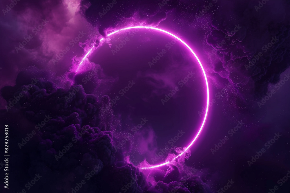 Obraz premium Warm concert ambiance crafted with tan smoke and striking vibrant purple neon.