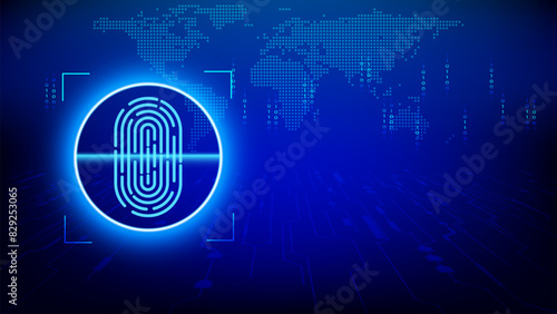 fingerprint Security concept futuristic connection network security communication information on cyber tech vector illustration copy space for text