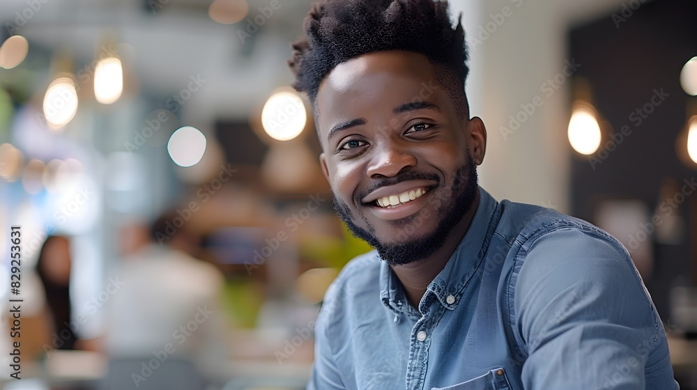 Enthusiastic Young Business Professional Smiling at in Modern Office Setting Enthusiastic Young Business Professional Smiling at in Modern Office Setting