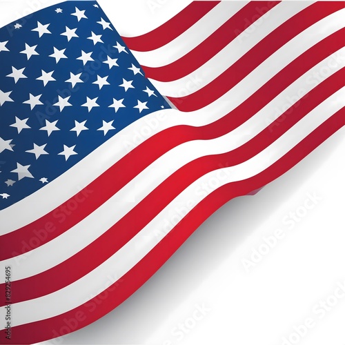 American flag waiving on a white background