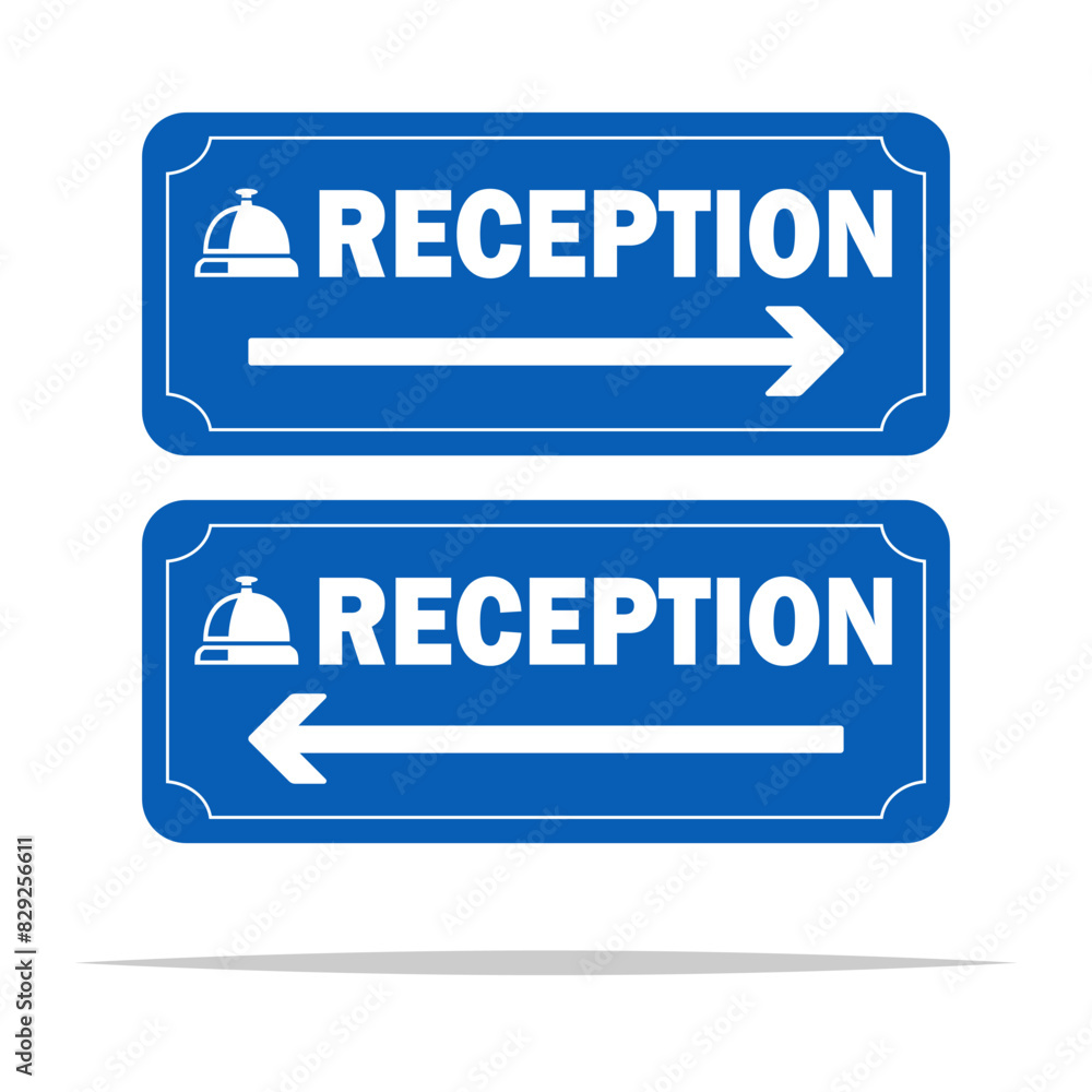 Reception sign with arrow vector isolated illustration Reception sign with arrow vector isolated illustration