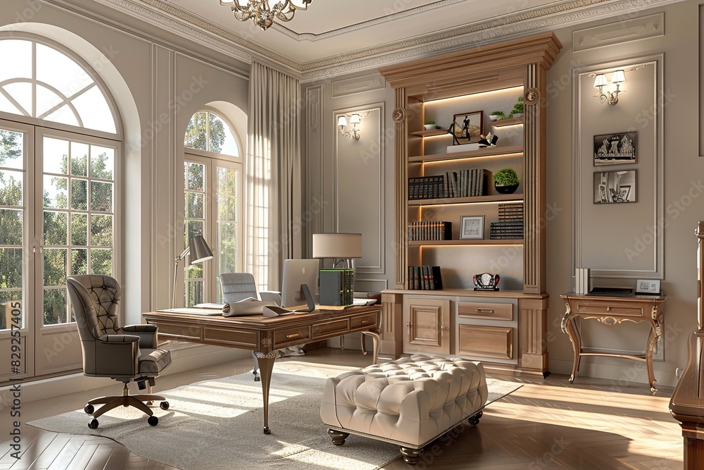 custom made wallpaper toronto digitalElegant home office in Neoclassical style with modern amenities and natural light