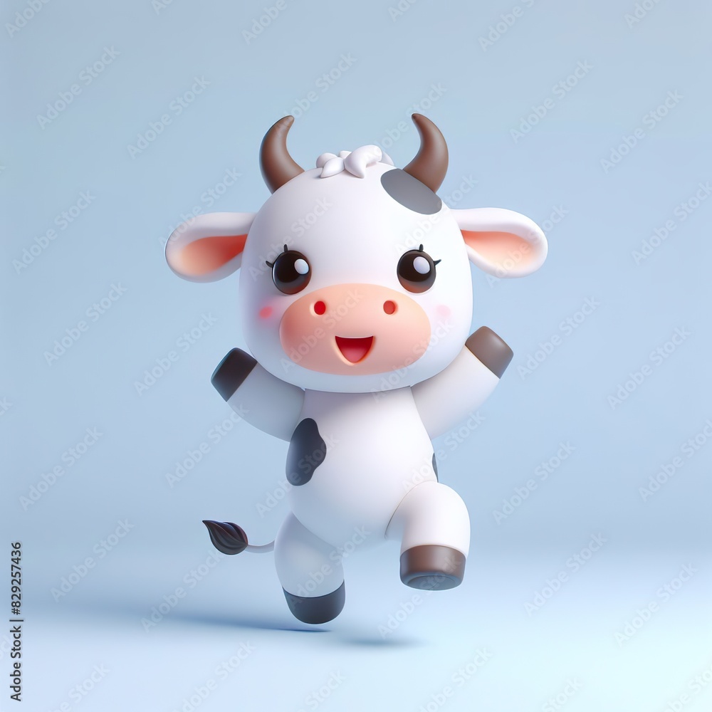 cute 3d cow dancing plain background cute 3d cow dancing plain background