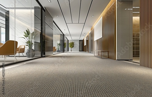 The office building's carpet was installed.