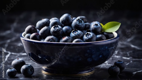 Wallpaper Mural Dark Marble Countertop Backdrop for a Bowl of Fresh Blueberries Torontodigital.ca