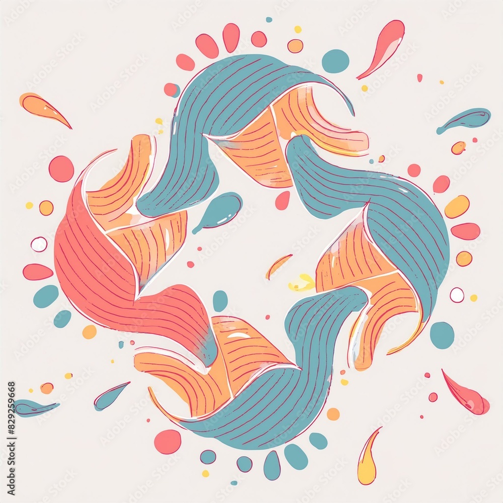 Obraz premium A mesmerizing abstract shape with fluid, interlocking curves in vibrant shades
