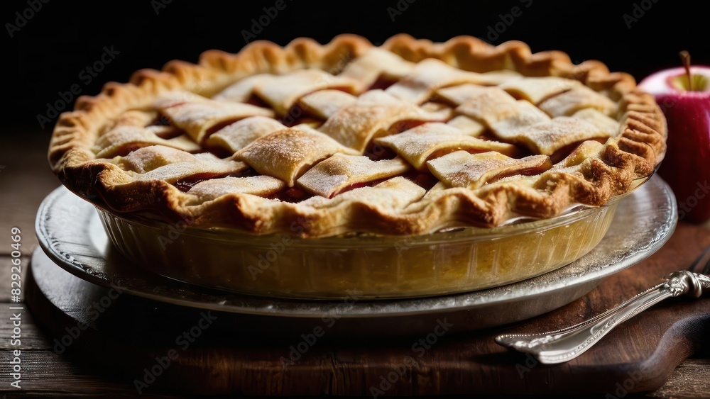 Golden Apple Pie Serenity on Clear Glass Platter Golden Apple Pie Serenity on Clear Glass Platter